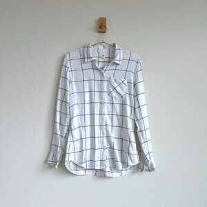 GAP Lightweight Soft Cotton Flannel Windowpane Button Down Overshirt - M